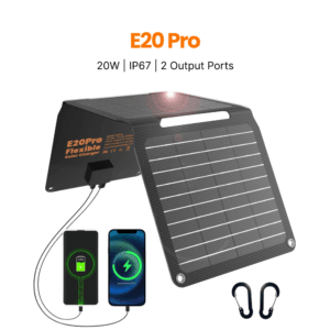 FlexSolar E20 Pro Portable Solar Panel | 20W Dual Output USB-A & USB-C Solar Charger